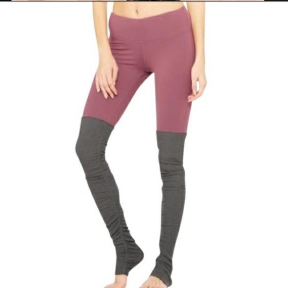 Alo Yoga Goddess Leggings Pink and Grey